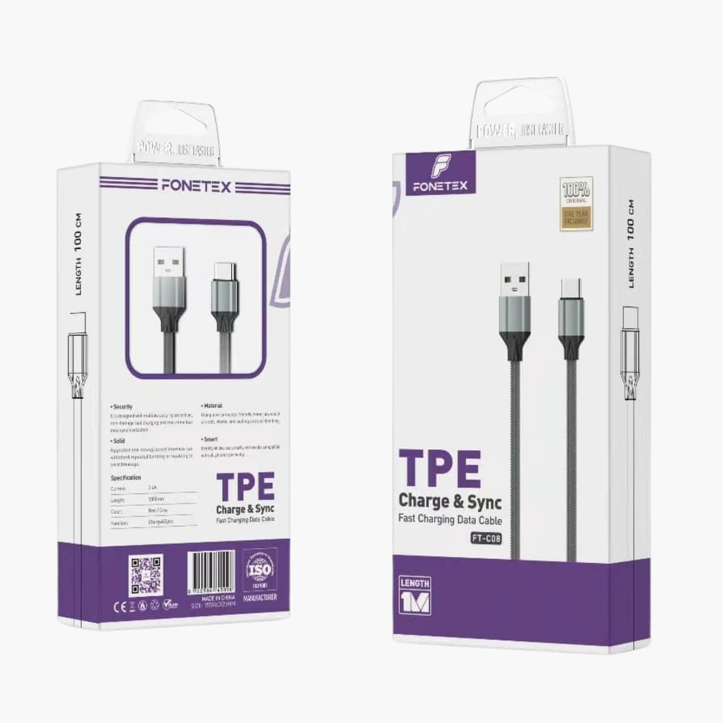 USB naar USB-C Snel Laad Kabel 1m