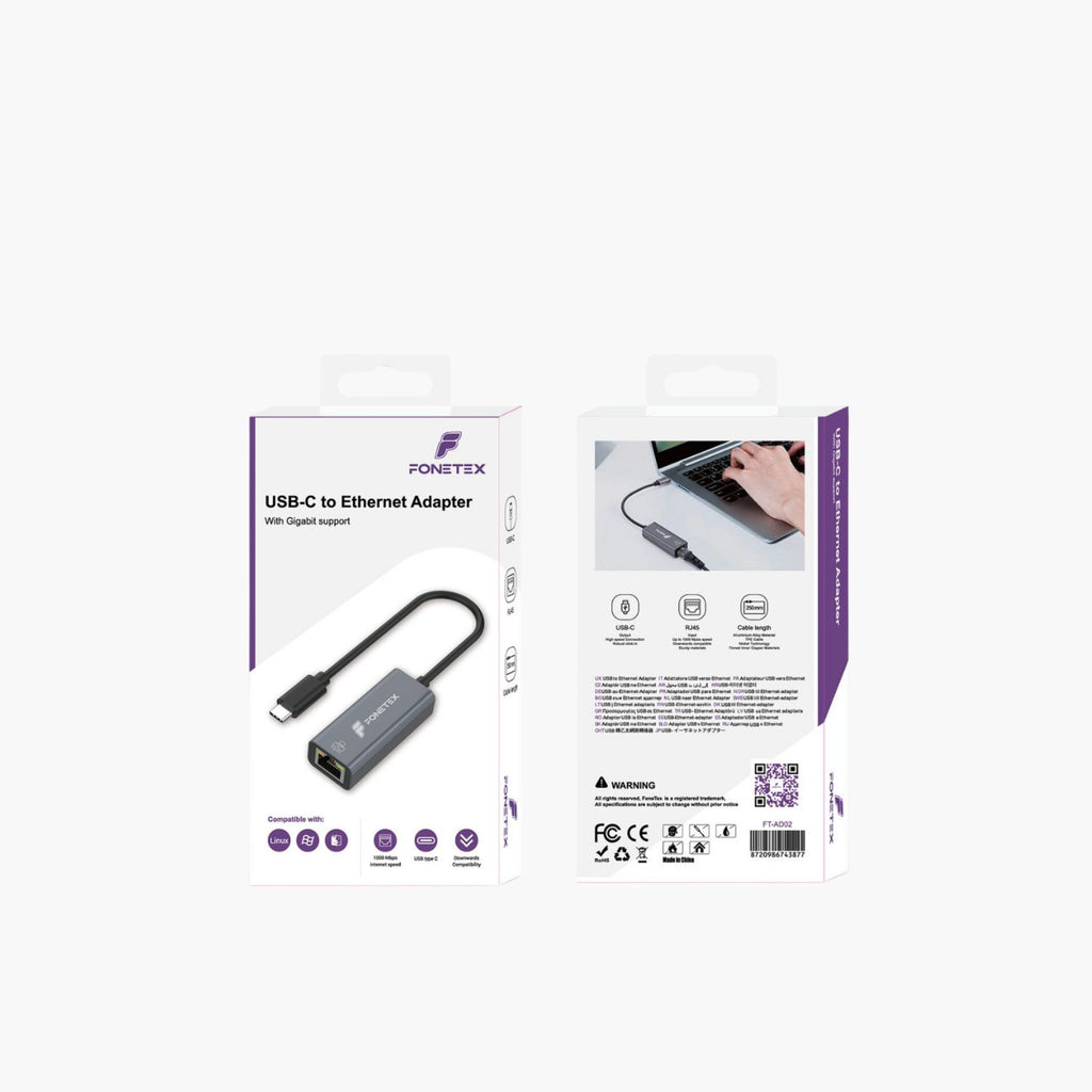 FoneTex USB-C naar Ethernet Adapter – FT-AD02